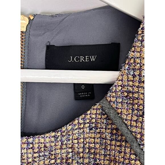 J. Crew Mixed Metallic Tweed Fit & Flare Mini Dress Pink/Gray Women's Size 0 - Picture 7 of 9